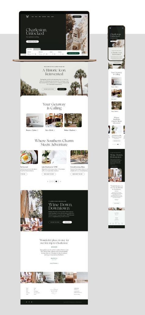 The Clarke House Inn on Behance Blog Set Up Design, Webpage Design Layout, Mise En Page Web, Shoot Concept, Design Sites, Web Ideas, Visuell Identitet, Ui Ux 디자인, Website Design Inspiration Layout