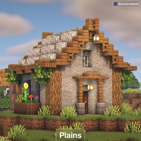 Stone And Wood Minecraft House, Minecraft Houses Wood Easy, Witchy Minecraft, Small Wood House Minecraft, Small House Medival Minecraft, Minecraft Woodcutter House, Minecraft Id, Imaginative Architecture, Minecraft Hacks