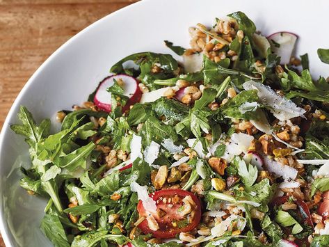 Farro Salad Recipes, Ina Garten Recipes, Feta Recipes, Farro Salad, Brussel Sprout Salad, Spinach Salad, Delicious Salads, Food Network, Soup And Salad