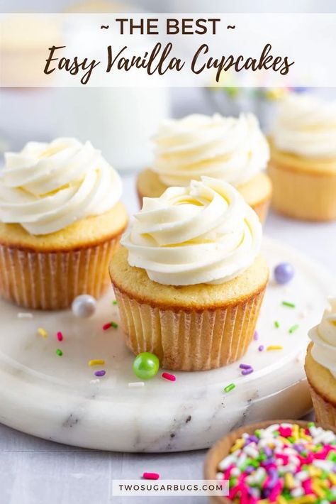 Best Vanilla Cupcakes, Moist Cupcake Recipes, Best Vanilla Cupcake Recipe, Fluffy Vanilla Cupcakes, Basic Cupcake Recipe, Homemade Vanilla Cupcakes, Homemade Cupcake Recipes, Easy Vanilla Cupcakes, Moist Vanilla Cupcakes