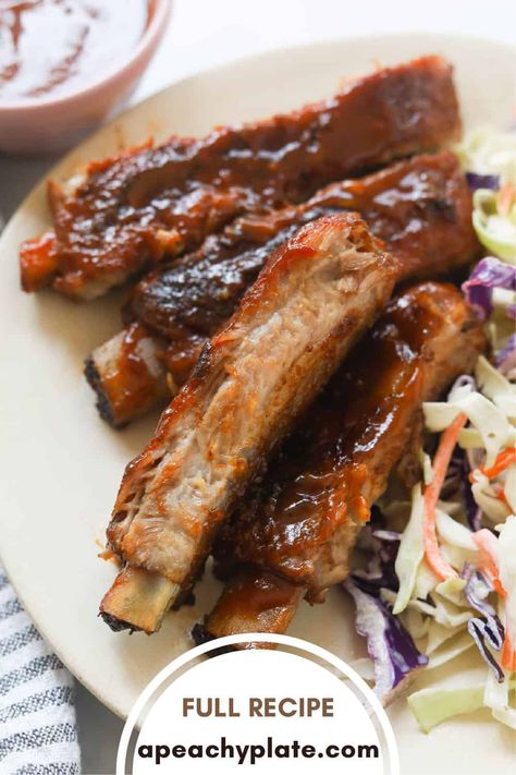 These mouthwatering, oven-baked St. Louis ribs are fall-off-the bone tender with a flavorful homemade dry rub seasoning. Oven roasting is a great way to make ribs without a grill or smoker. These finger-licking ribs are perfect for your next potluck or crowd gathering! Learn how to bake these ribs on www.apeachyplate.com Saint Louis Ribs, St Louis Ribs, Rub Seasoning, Homemade Dry Rub, Ribs In Oven, Seasoned Corn, Oven Baked Ribs, Rib Meat, Oven Baked Recipes