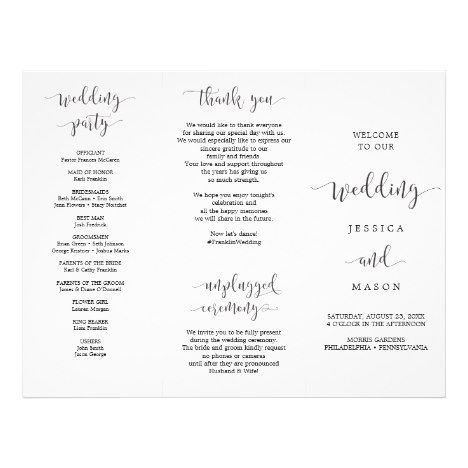 Rustic Script Tri-Fold Wedding Program Wedding Program Examples, Program Wedding, Thank You Party, Wedding Brochure, Custom Flyers, Wedding Programs Template, Classic Wedding Invitations, Wedding Program, Resume Examples