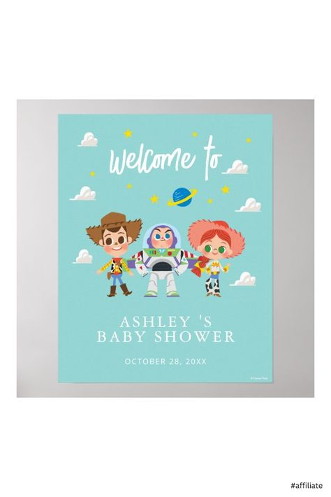 Toy Story Baby, Disney Baby Shower, Toy Story Characters, Birthday Welcome Sign, Toy Story Birthday Party, Shower Welcome Sign, Disney Decor, Toy Story Birthday, Disney Birthday