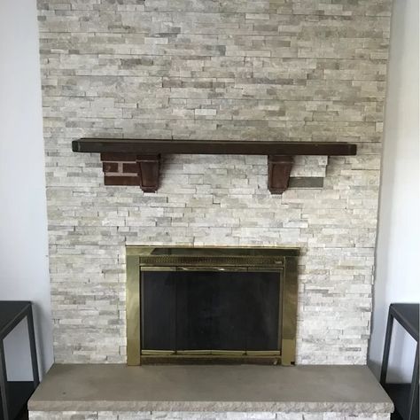 Display Medals, Veneer Fireplace, Fireplace Renovation, Stone Veneer Fireplace, Wood Burning Stoves Living Room, Stone Fireplace Makeover, Hearth Stone, Fireplace Redo, Recessed Electric Fireplace