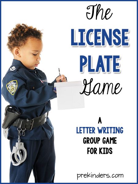 This License Plate Game is an active learning game that can be used to practice letter or number recognition or writing. Community Helper Activities, Letter Games For Kids, Transportation Project, License Plate Game, Preschool Community Helpers Theme, Practice Writing Letters, Community Helpers Preschool Activities, Community Helpers Unit, Police Activities