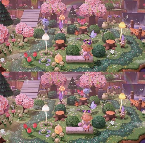 Acnh Fairy Entrance, Fairy Animal Crossing, Acnh Fairycore Inspiration, Acnh Island Inspo Fairycore, Animal Crossing Fairy Garden, Fairy Core Acnh, Acnh Fairy Dress Code, Acnh Fairy Path, Acnh Fairycore Resident Services