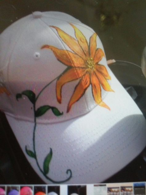 Sunflower hand painted baseball cap Hand Painted Baseball Cap, Painted Baseball Cap, Pioneer Christmas, Painting Hats, Painted Caps, Cap Painting, Art Hats, Hat Painting, Mickey Mouse Png