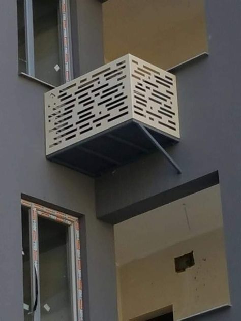 Ac Pipe Covering Ideas, Air Conditioner Cover Indoor, Nordic House Design, Air Conditioner Screen, Hvac Cover, Air Conditioner Hide, Air Conditioner Design, Ac Unit Cover, Ac Cover