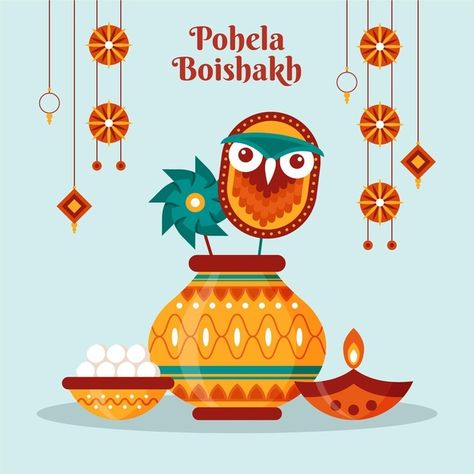 Bengali New Year Drawing, Poila Boishakh Creative, Poila Boishakh, New Year's Drawings, Bengali New Year, New Year Illustration, Notebook Drawing, Culture Day, New Years Poster