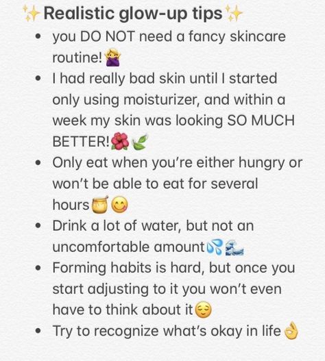 Realistic Glow Up, Glowup Checklist, Glow Up Routine, Habit Forming, Glow Up Tips, Self Care Activities, Glow Up?, Skincare Routine, Healthy Eating