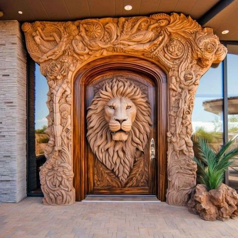 Holy Spirit Art, King Chair, Fantasy Furniture, Beautiful Lion, Shiva Pics, Cool Doors, Carved Furniture, Art Painting Gallery, Carving Designs