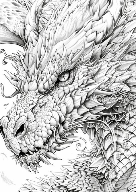 ★Dragon Coloring Book for Adults Grayscale★ A coloring book about the love of dragons and fantasy world with dragons from different legends and myths. A4 54 pages many different dragons from dragons from legends/fairy tale dragons to Chinese dragons fantasy dragons with flowers and plants. A dragon coloring book for all fantasy fans, dragon lovers and mysticism/myth fans A digital version is also available. Dragon Face Front View, Detailed Coloring Pages For Adults, Adult Colouring Printables Free, Different Dragons, Fantasy Coloring Pages For Adults, Greyscale Coloring Pages, Colouring Patterns, Coloring Sheets For Adults, Burned Hats