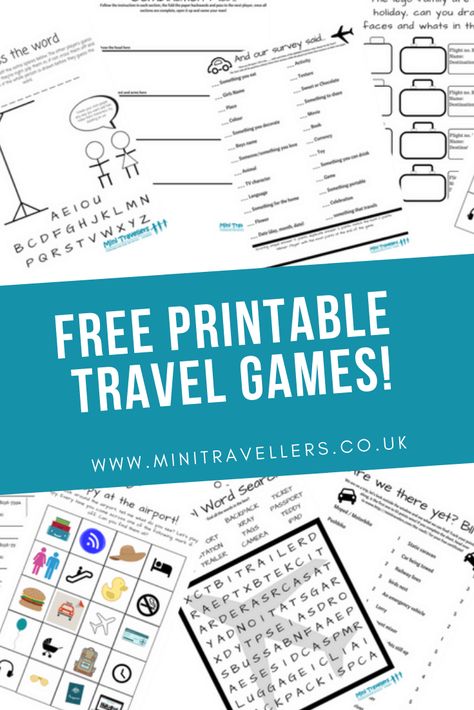 Printable Travel Games, Travel Games For Kids, Printable Road Trip Games, Road Trip Printables, Travel Printables, Free Printable Games, Holiday Tips, Road Trip Games, Travel Words