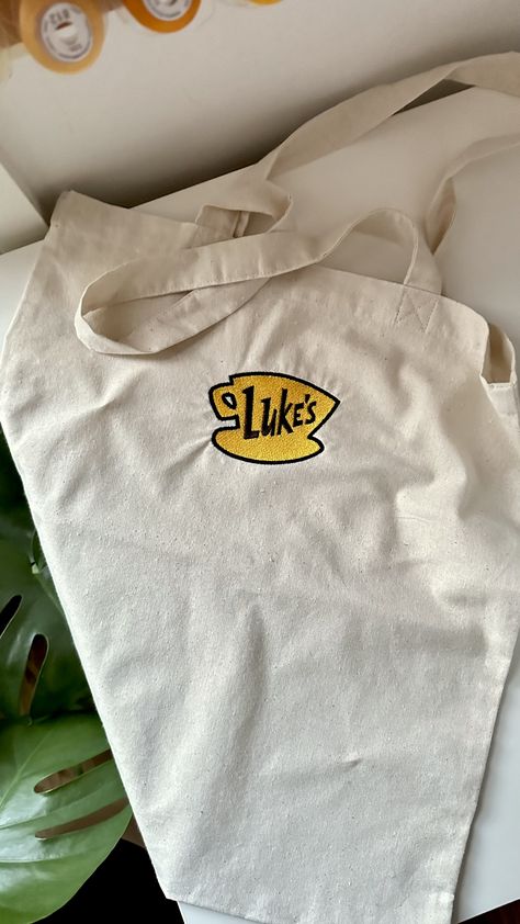 Gilmore Girls Tote Bag, Luke's Diner, Lukes Diner, The Gilmore, Embroidered Apparel, Merch Ideas, Embroidered Tote Bag, Girls Tote, Bag Designs