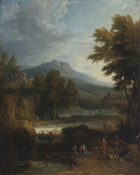 CIRCLE OF JAN FRANS VAN BLOEMEN, CALLED L'ORIZZONTE A CLASSICAL LANDSCAPE WITH HERDERS, A MOUNTAIN BEYOND oil on canvas 39 7/8 by 32 in.; 101.3 by 81.3 cm. Classical Landscape, Paintings Landscape, Traditional Landscape, Tile Murals, Art Uk, Cool Landscapes, Old Master, Landscape Painting, Painting Inspiration