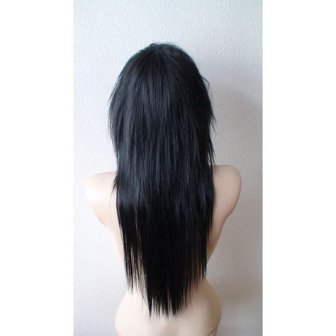 Emo wig. Scene wig. Black wig. Gothic hairstyle wig. Black Emo hair... ($138) ❤ liked on Polyvore featuring beauty products, haircare, hair styling tools, hair and hairstyle Long Emo Hair, Black Emo Hair, Scene Wig, Black Hair Wigs, Emo Scene Hair, Straight Black Hair, Y2k Hairstyles, Gothic Hairstyles, Dyed Hair Inspiration