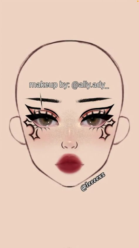 Alt Makeup Drawing, Boceto Makeup Egirl, Leeeexz Makeup, Face Chart Makeup Ideas, Delineados Egirl, Makeup Looks Drawing, Makeup Ideas Drawing, Makeup Drawings, Makeup Sketch