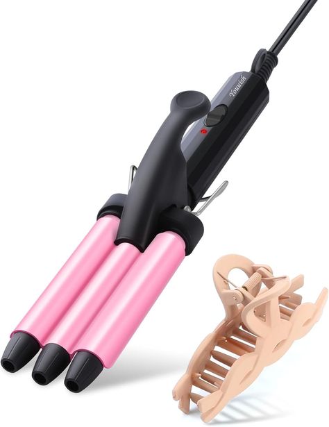 Amazon.com: Mini Hair Crimper 1/2 Inch, Youuish Small 3 Barrel Curling Iron Hair Waver Dual Voltage for Home and Travel, Triple Ceramic Tiny Barrels Create Natural Tight Beachy Waves, Pink : Beauty & Personal Care Small Curling Wand, Beach Wave Curling Iron, Three Barrel Curls, Three Barrel Curling Iron, Beach Waves Curling Iron, Beachwaver Curling Iron, 3 Barrel Curling Iron, Waves With Curling Iron, Waves Iron