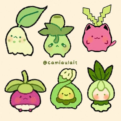 🌿 Grass Pokebebis 🌿 What other pokemon do you wanna see doodled like this xD kinda wanna do more of em #pokemon #doodle #drawing #pokemonart #ibispaintx #pokedex #grasspokemon #artph #art #color Pokémon Doodles, Natu Pokemon, Grass Sticker, Pokemon Leaf, Grass Pokemon, Plant Pokemon, Grass Type, All Pokemon, Pokemon Fan Art