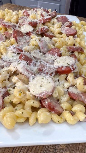 Smoked Sausage Alfredo Pasta, Kielbasa Alfredo, Smoked Sausage Alfredo, Annie Campbell, Sausage Alfredo Pasta, Kielbasa Pasta, Sausage Alfredo, How To Cook Kielbasa, Luke Brown