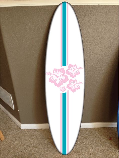 "You are bidding on a custom made themed surfboard decor... It is made of high quality 1/2\" plywood painted and vinyl graphiced. I put 2 coats of gloss clear coat to give it a beautiful shine to it... Pick a name or saying to go on the board. This name can be changed to anything.. for custom work please contact me let me know what you want and i can list it and send you the link. I also send you a proof of your custom board before i even make it... Board comes in 4 sizes... 4', 4.5', 5', and 6' Surf Board Decoration Wall Decor, Short Board Surfboard, Surf Board Wall Decor, Cool Surfboards, Cute Surfboards, Surf Boards Aesthetic, Surf Boards Designs, Surf Board Painting, Surf Board Drawing