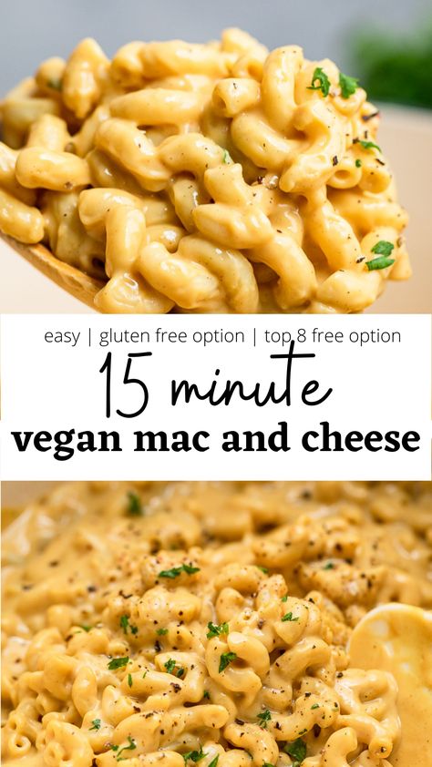 This quick stovetop 15 minute easy vegan mac and cheese is so quick to make and will satisfy all your vegan mac and cheese cravings. Easy Vegan Mac And Cheese, Vegan Mac And Cheese Recipe, Vegan Mac N Cheese Recipe, Best Mac N Cheese Recipe, Cheese Vegan, Easy Mac And Cheese, Crock Pot Recipes, Vegan Pasta Recipes, Vegan Mac And Cheese