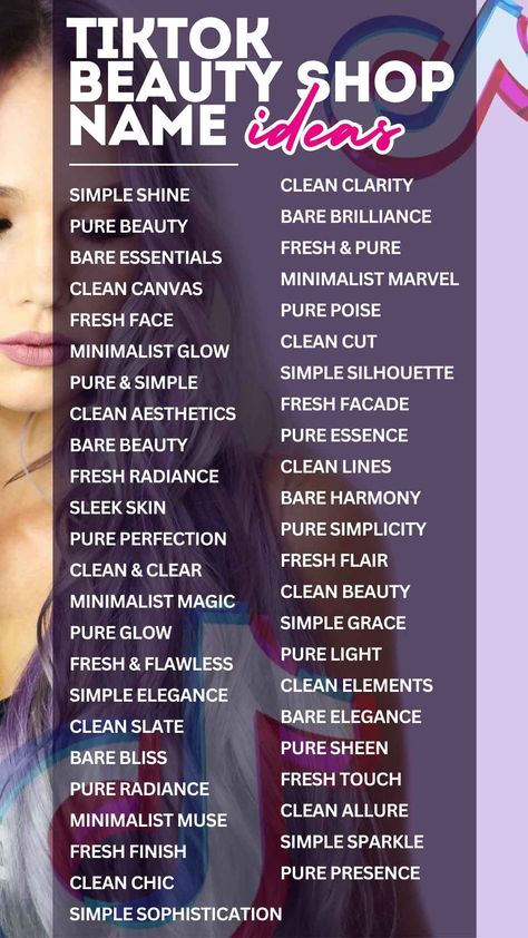 Beauty Tiktok Shop Name Ideas Makeup Pages Names Ideas, Cosmetics Names Ideas, Beauty Name Ideas, Makeup Business Names, Hair Salon Business Plan, Salon Names Ideas, Hair Salon Names, Salon Business Plan, Beauty Salon Names