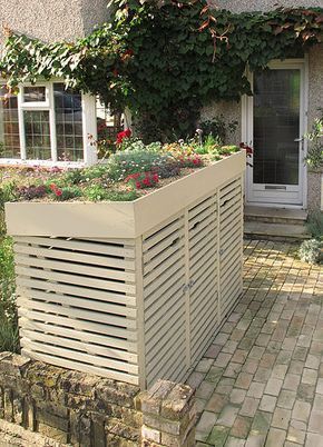 Green Roof Building, Bin Storage, Bin Store, London Garden, Building Roof, Building A Shed, Pergola Patio, Roof Garden, Shed Plans