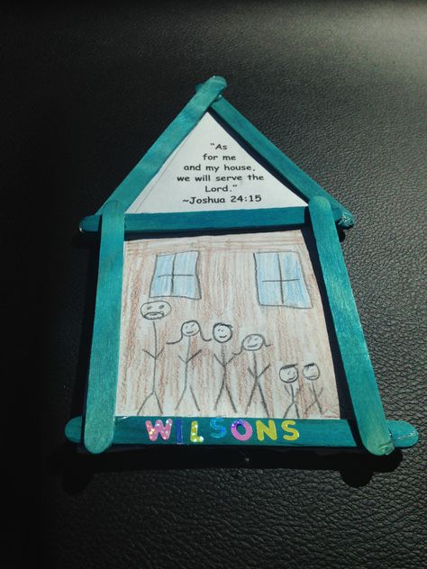 "As for me and my house we will serve the Lord". We made these magnetic popsicle stick houses in our 3rd grade CCD class. God Made Families Craft, As For Me And My House Craft, God Made Families Preschool Craft, Two Houses Bible Craft, House On Rock Craft Bible, Children’s Church Crafts Diy, Shabbat Crafts, Kids Church Activities, Toddler Bible