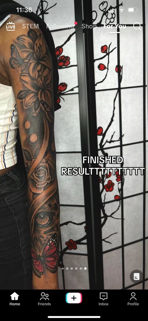 Flower Tattoos Sleeve Black Women, Full Sleeve Tattoos Women Ideas, Full Sleeve Tattoos Women Black, Whole Sleeve Tattoos For Women, Full Arm Sleeve Tattoos For Women, Full Sleeve Tattoos Women, Sleeve Tattoos Women, Full Arm Sleeve, Baddie Tattoos