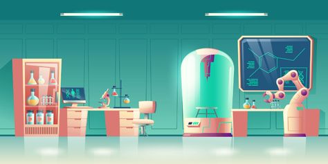 El suero del profesor Javinski – Out as a Team (para 2 o 4 jugadores. 60 min. Laboratory Cartoon, Workplace Interior, Interior Vector, Human Genetics, Robotic Hand, Future Science, Science Laboratory, Zestaw Ikon, Episode Backgrounds