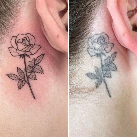 𝕻𝖆𝖒𝖊𝖑𝖆 𝕮𝖆𝖗𝖔𝖑 𝕮𝖆𝖗𝖛𝖆𝖑𝖍𝖔 on Instagram: “Here’s what a small tattoo behind the ear looks 1.5 years healed! I used a lvl 9 grey wash instead of black to keep it from healing too…” Ear Tattoo Healed, Tattoo Behind The Ear, A Small Tattoo, Behind The Ear Tattoo, Healing Tattoo, The Ear, Small Tattoo, Grey Wash, Lotus Flower Tattoo