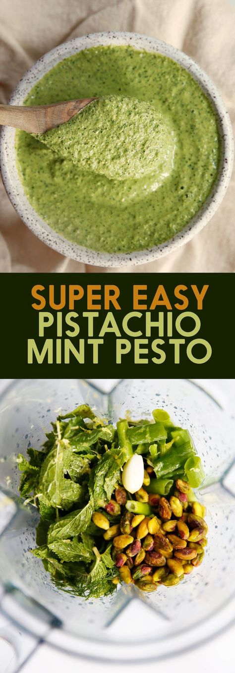 Mint Pesto Uses, Mediterranean Sides, Mint Pesto Recipe, Mint Pesto, Pesto Recipes, Raw Pistachios, Lexi's Clean Kitchen, Vegan Pesto, Mint Recipes