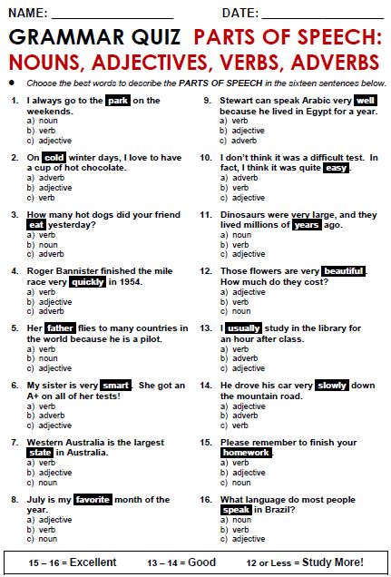 Parts of Speech - All Things Grammar Part Of Speech Grammar Worksheet, Parts Of Speech Worksheet With Answers, Part Of Speech Worksheet, Parts Of Speech Test, Parts Of Speech Exercises, Parts Of Speech Worksheet, Speech Worksheets, Part Of Speech Grammar, Ingles Kids