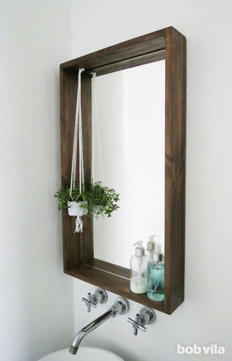 How to Frame a Bathroom Mirror Diy Bathroom Mirror Frame, Diy Bathroom Mirror, Frame A Bathroom Mirror, Bathroom Mirrors Diy, Mirror Frame Diy, Bathroom Mirror Frame, Diy Bathroom Decor, Trendy Bathroom, Diy Picture