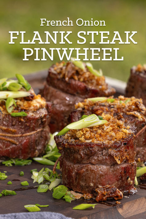 Treat those you love to this take on a classic, French Onion Soup, with this #CertifiedAngusBeef French Onion Flank Steak Pinwheel, featuring rich beef and sweet, caramelized Vidalia Onions! 
🥩🧅 
Follow along as Chef Ashley gets the perfect roll for her pinwheel and an even more perfect bite with these individual-sized steaks on the grill. 

No grill? No worries! Try these on your stovetop in a cast iron and pop them in the oven for the perfect finish. French Onion Steak, Flank Steak Pinwheels, Flank Steak Rolls, Onion Steak, Steaks On The Grill, Steak Pinwheels, Steak Rolls, Beef Flank Steak, Classic French Onion Soup