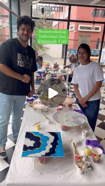 KunstWork Creations by Artist Charu on Instagram: "Two talented students crafted stunning clocks and geode wall arts in today’s personalized resin class at my cafe @mixnosh .
As first-time resin artists, their creations were truly impressive. I enjoyed teaching just as much as they enjoyed creating! 

Pigments @meyspring 
Resin @_mbenterprise 

#resin #resinart  #CreativeStudents #GeodeArt #ClockDesign #resinwallart #resinworkshop #resintutorials #ArtClass #ResinWorkshop #ArtisticJourney #CraftWithLove #TeachingJoy #resintutorials #epoxy #resinartwork" Student Crafts, Geode Wall, Geode Art, Resin Wall Art, Resin Artwork, Wall Arts, Clock Design, Art Classes, Resin Art