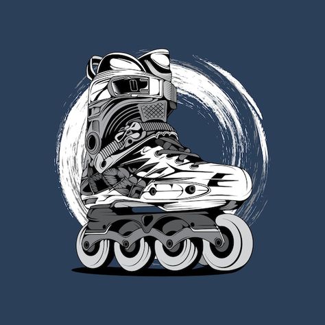 Skates Illustration, Inline Skates, Inline Skating, Roller Skates, Vector Hand, Roller Skating, Tshirt Design, Color Tattoo, Betty Boop