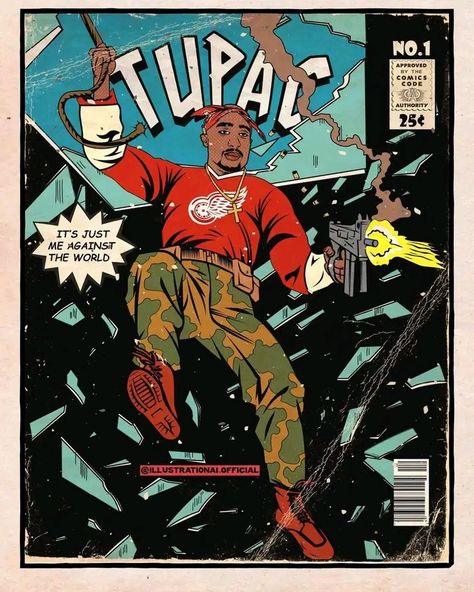 Rappers Comic Art, Rap Comic Poster, Hip Hop Comic Art, Marvel Hip Hop Covers, Poster Ideas Drawing, Tupac Poster, Retro Comic Art, Tupac Pictures, Hip Hop Artwork