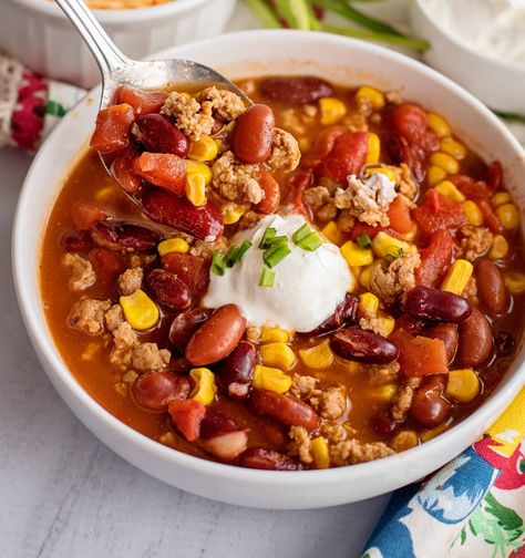 Taco Soup Recipe Easy, Chili Beans, Easy Taco Soup, Flavorful Meals, Southern Plate, Taco Soup Recipe, Resep Salad, Crockpot Chili, Easy Taco