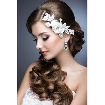 Bridal earrings hair down