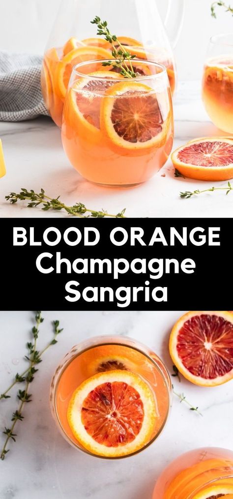 Orange Color Cocktails, Bloodorange Cocktail, Blood Orange Wedding, Orange Champagne Cocktail, Blood Orange Drink, Champagne And Orange Juice, Orange Sangria Recipes, Blood Orange Sangria, Champagne Sangria