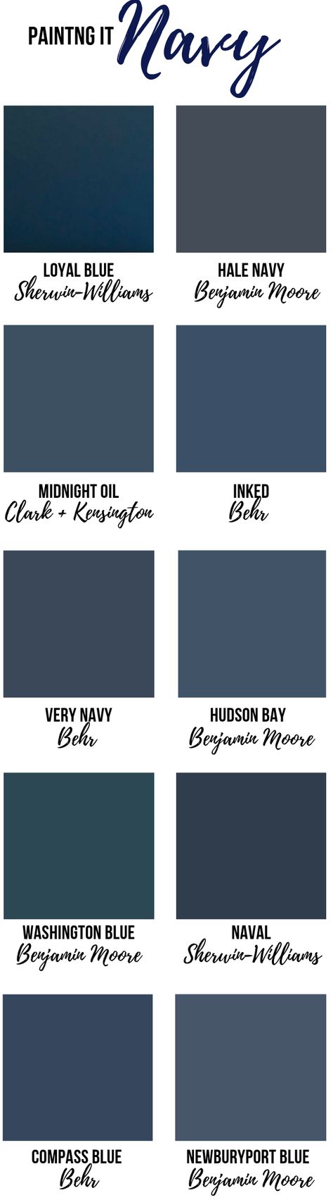 Navy is one of those can’t-go-wrong paint colors if your goal is cozy. (According to this study, it’s also the most relaxing color, even reducing your heart rate. Pick up the actual swatch and live with it for a few days or better yet, grab a sample in store. You can always use it for other small projects. Behr Very Navy Vs Hale Navy, Best Dark Blue Paint Colors Bedroom, Navy Blue Behr Paint Colors, Best Navy Blue Paint Colors Behr, Valspar Navy Blue Paint Colors, Small Navy Blue Kitchen, Navy Blue Bedroom Paint Colors, Behr Navy Blue Paint Colors, Behr Dark Blue Paint Colors