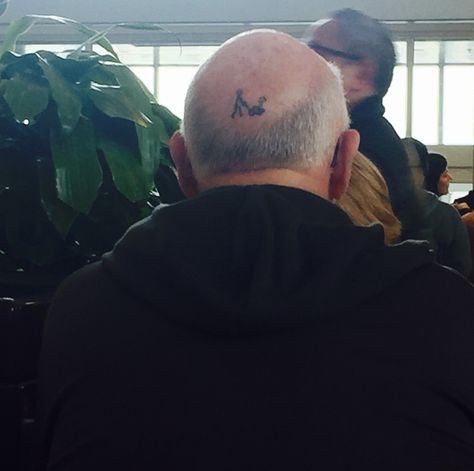 This guy has a sense of humor about balding! Its a stick man pushing a lawn mower tattoo!!It's great!! Lawn Mower Tattoo, Guy Humor, C Tattoo, Stick Man, Bald Heads, Stick Figure, Stick Figures, A Stick, Gardening For Beginners