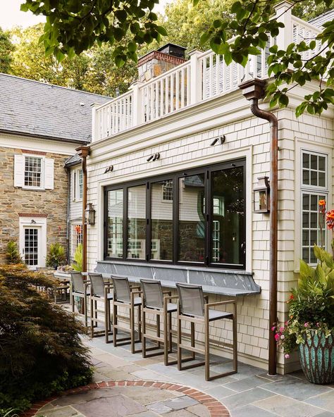 Herringbone Brick Floor, Modern French Cottage, Granby Colorado, Bar Window, Rocky Mountains Colorado, Fire Pits Outdoor, Indoor Outdoor Fireplaces, Sports Court, Pool Inspiration