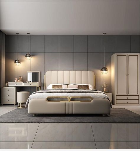 Luxury Italian style leather art bed, master bedroom, 1.8m double king bed, 1.5m single storage bed, high-end soft leather bed - AliExpress King Size Bed Master Bedrooms, Big Headboard, Modern Double Beds, King Bedroom Furniture, Modern Style Bed, Italian Bed, Modern Bed Frame, Full Size Bed Frame, Wood Bedroom Furniture