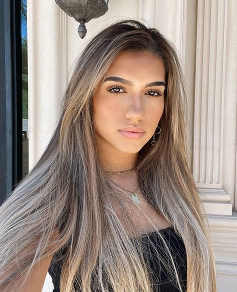 Cool Toned Balayage, Highlights On Blonde Hair, Azra Mian, Toned Balayage, Coloured Highlights, Highlights For Dark Brown Hair, Blonde Hair With Bangs, Brunette Hair With Highlights, Dirty Blonde Hair