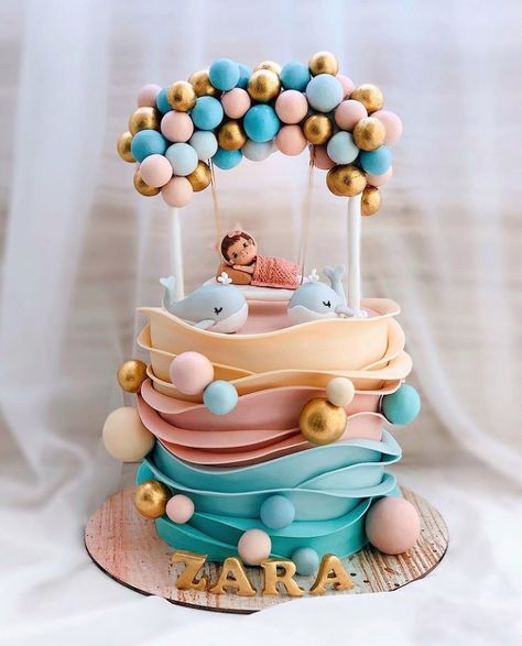 Happy Birthday Cake Girl, Sofia Cake, Baby Shower Cake Designs, Half Birthday Cakes, Twin Birthday Cakes, Fruit Birthday Party, Ocean Cakes, Baby First Birthday Cake, Fondant Cake Designs