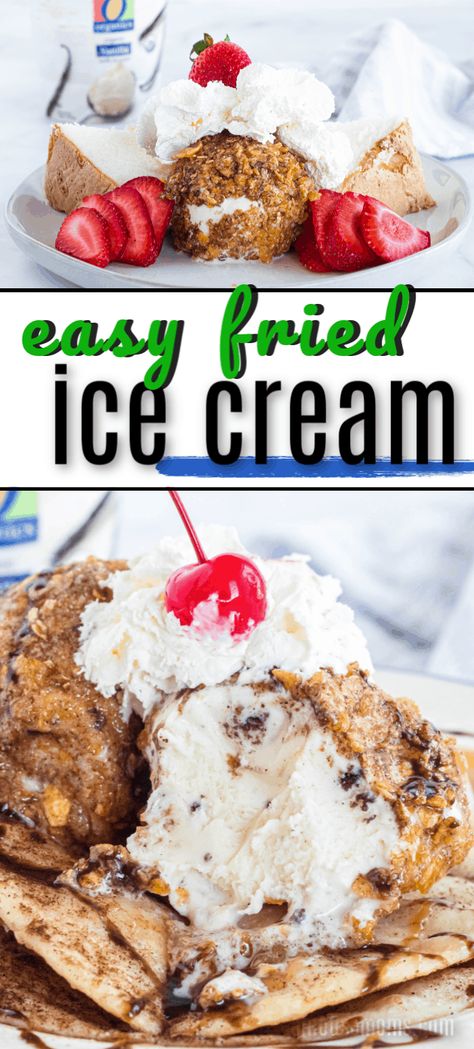 Fried Ice Cream is the best indulgent dessert! Surprisingly easy to make, and you can use whichever flavor of ice cream you love! #Realhousemoms #friedicecream #icecream Organic Ice Cream, Fried Ice Cream, Jam Cookies, Homemade Frosting, Keto Ice Cream, Ice Cream Popsicles, Indulgent Desserts, Ice Cream Desserts, Ice Cream Flavors