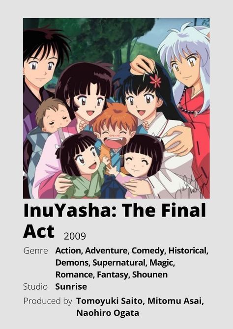 Inuyasha The Final Act, Anime Apps, Backyard Movie Party, Posters Anime, Poster Information, Anime Minimalist Poster, Anime Journal, Anime Suggestions, Backyard Movie